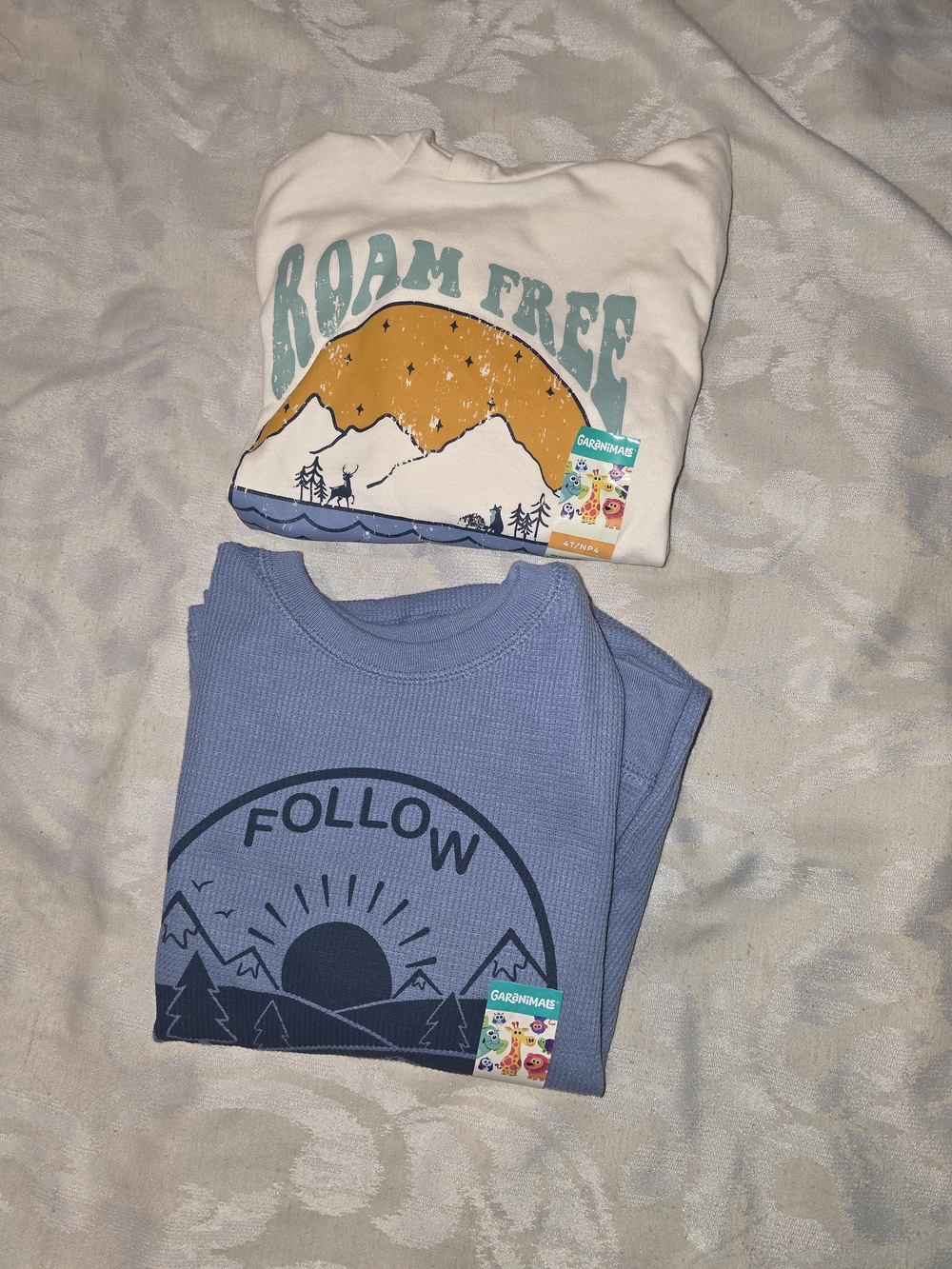 Garanimals Cream 'Roam Free' & Light Blue 'Follow' Long-Sleeve Tops
